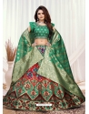 Forest Green Designer Wedding Wear Banarasi Meenakari Lehenga Choli