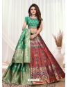 Jade Green Designer Wedding Wear Banarasi Meenakari Lehenga Choli