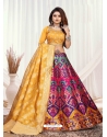 Yellow Designer Wedding Wear Banarasi Meenakari Lehenga Choli