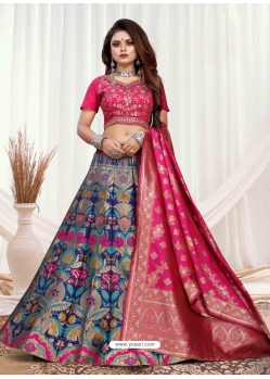 Rani Designer Wedding Wear Banarasi Meenakari Lehenga Choli
