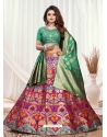 Jade Green Designer Wedding Wear Banarasi Meenakari Lehenga Choli