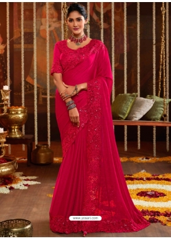 Rani Designer Wedding Wear Embroidered Sari