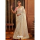 Off White Designer Wedding Wear Embroidered Sari