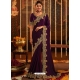 Purple Designer Wedding Wear Embroidered Sari