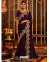 Purple Designer Wedding Wear Embroidered Sari