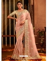 Baby Pink Designer Wedding Wear Embroidered Sari