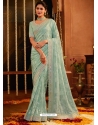 Sea Green Designer Wedding Wear Embroidered Sari