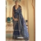 Dark Blue Designer Wedding Wear Smooth Silk Sari