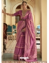 Mauve Designer Wedding Wear Smooth Silk Sari
