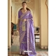 Lavender Designer Wedding Wear Smooth Silk Sari