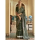 Dark Green Designer Wedding Wear Smooth Silk Sari