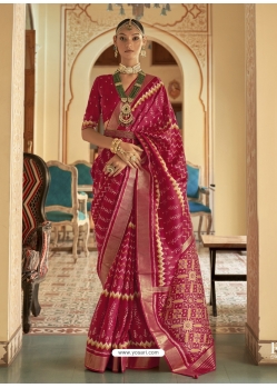 Rose Red Designer Wedding Wear Smooth Silk Sari