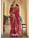 Rose Red Designer Wedding Wear Smooth Silk Sari