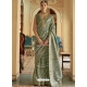 Olive Green Designer Wedding Wear Smooth Silk Sari