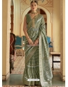 Olive Green Designer Wedding Wear Smooth Silk Sari