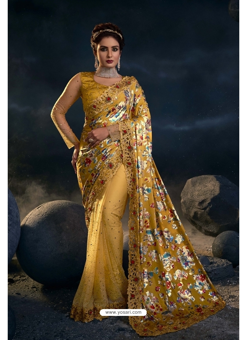 Haldi Party Wear Weaving Designer Saree | Wedding Shaadi Dress