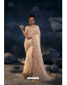Awesome Peach Heavy Designer Party Wear Saree