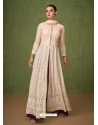 Off White Embroidered Designer Floor Length Suit