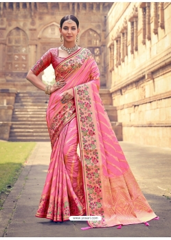 Pink Designer Silk Saree