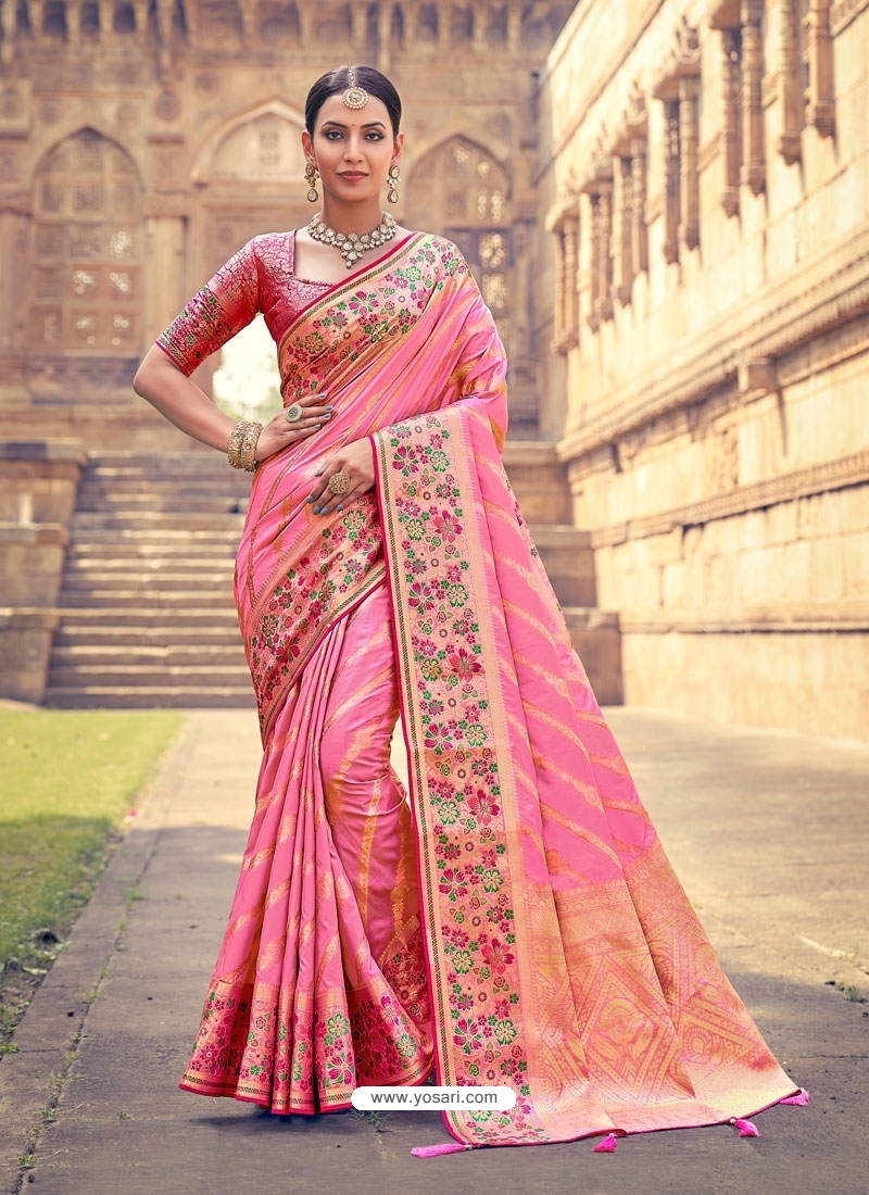 Buy Pink Designer Silk Saree | Designer Sarees