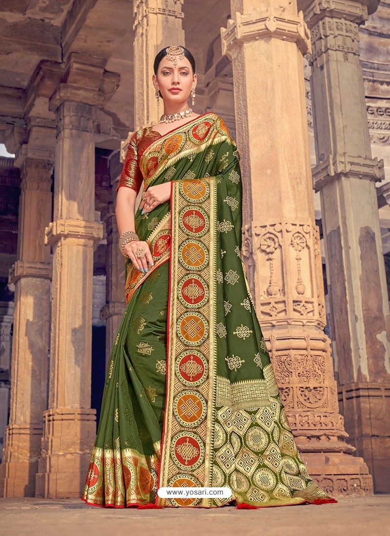 Mehendi Designer Silk Saree