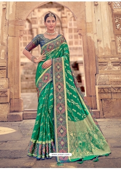 Jade Green Designer Silk Saree
