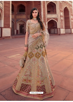 Beige Fancy Silk Designer Bridal Lehenga Choli