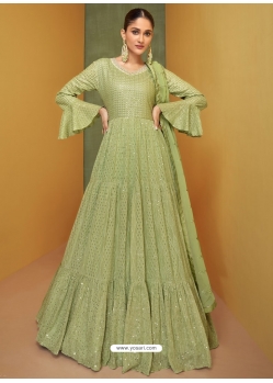 Green Real Georgette Designer Anarkali Suit