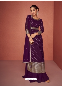 Purple Real Georgette Designer Floor Length Suit