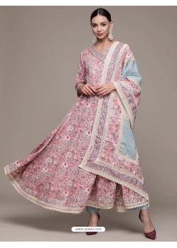 Pink Designer Party Wear Readymade Cotton Suit