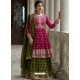 Rose Red And Green Georgette Heavy Designer Suit