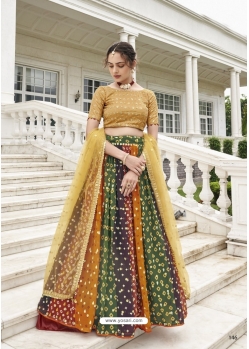Brown And Multi Coloured Pure Fox Georgette Party Wear Lehenga Choli