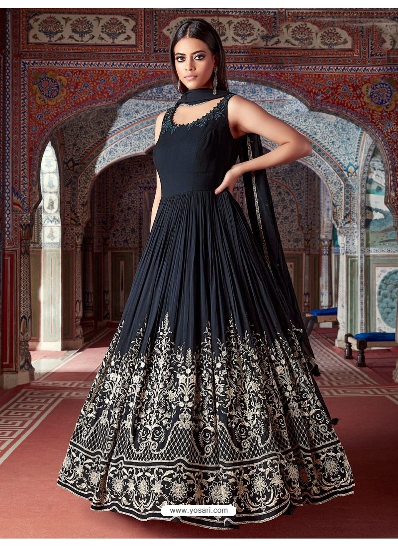 Party Wear Black Ladies Readymade Silk Suit, Size: Large at Rs 600 in  Ahmedabad