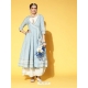 Sky Blue Party Wear Readymade Cotton Kurti With Jacket