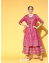 Rani Pink Party Wear Readymade Cotton Kurti With Jacket