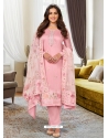 Pink Viscose Silk Designer Straight Suit