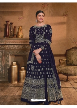 Navy Blue Designer Georgette Heavy Embroidered Party Wear Suit
