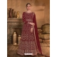 Maroon Designer Georgette Heavy Embroidered Party Wear Suit