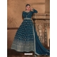 Teal Blue Designer Georgette Heavy Embroidered Party Wear Suit