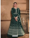 Dark Green Designer Georgette Heavy Embroidered Party Wear Suit