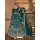 Teal Designer Georgette Heavy Embroidered Party Wear Suit