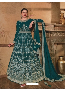 Teal Designer Georgette Heavy Embroidered Party Wear Suit
