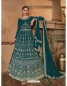 Teal Designer Georgette Heavy Embroidered Party Wear Suit