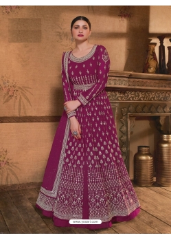 Rani Pink Designer Georgette Heavy Embroidered Party Wear Suit