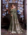 Mehendi Green Banarasi Silk Designer Party Wear Saree