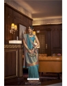 Teal Blue Handloom Weaving Designer Party Wear Saree