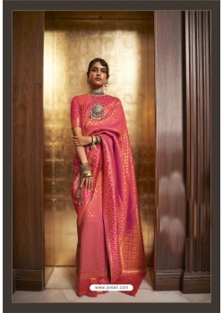 Light Pink Handloom Weaving Designer Party Wear Saree