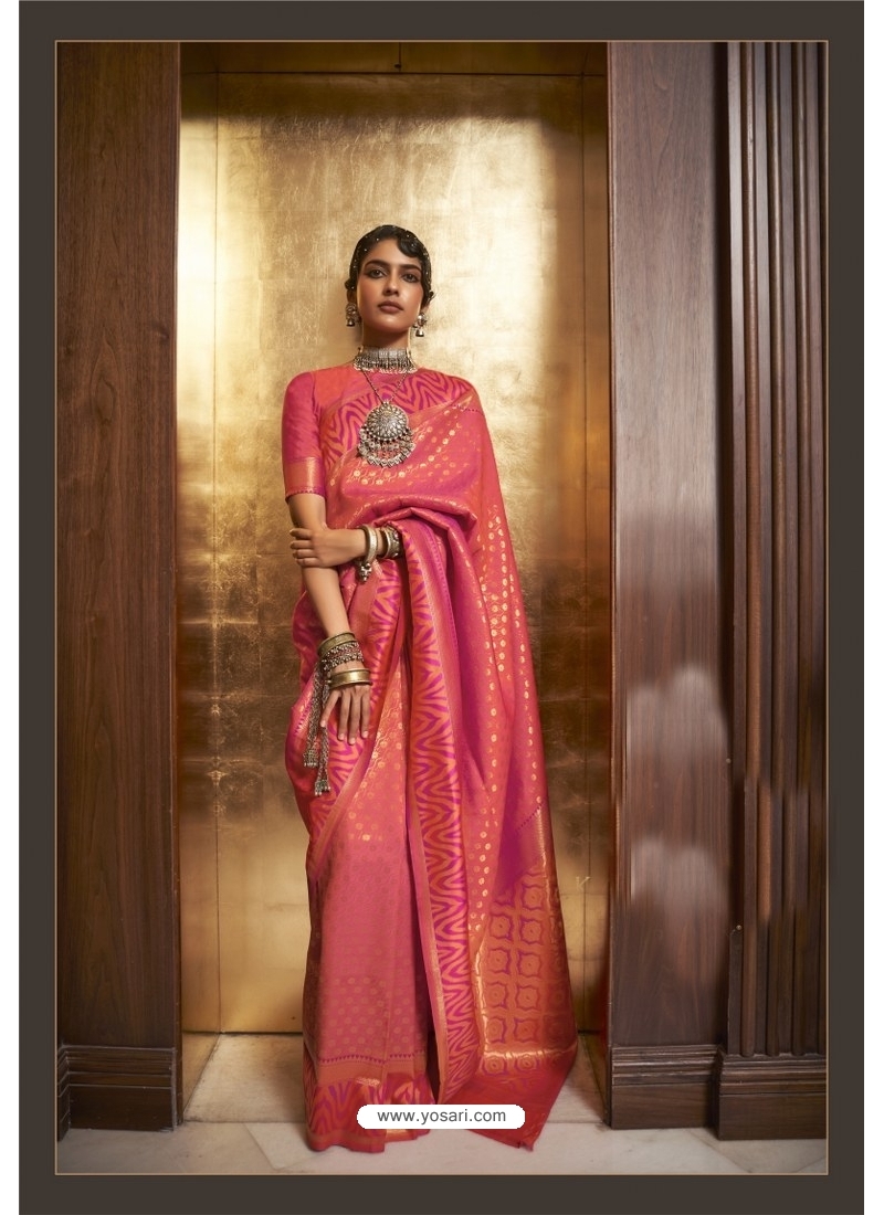 Light Pink Handloom Weaving Designer Party Wear Saree