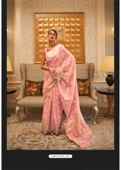 Baby Pink Designer Party Wear Modal Handloom Weaving Saree
