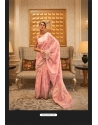 Baby Pink Designer Party Wear Modal Handloom Weaving Saree